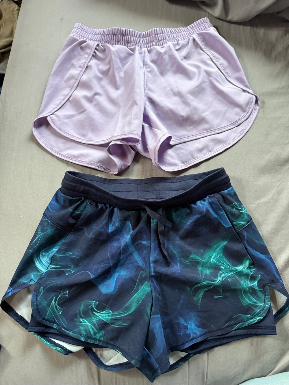 all in motion Lavender Shorts and Navy Teal Swirl Athletic Shorts Set